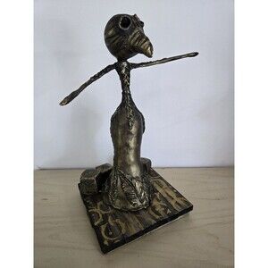 OOAK Creepy Oddity Art Doll Clay Figure Cyber Steampunk Raven Skull Creature
